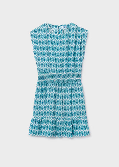 Vestido estampado azul alga