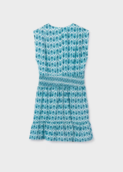 Vestido estampado azul alga