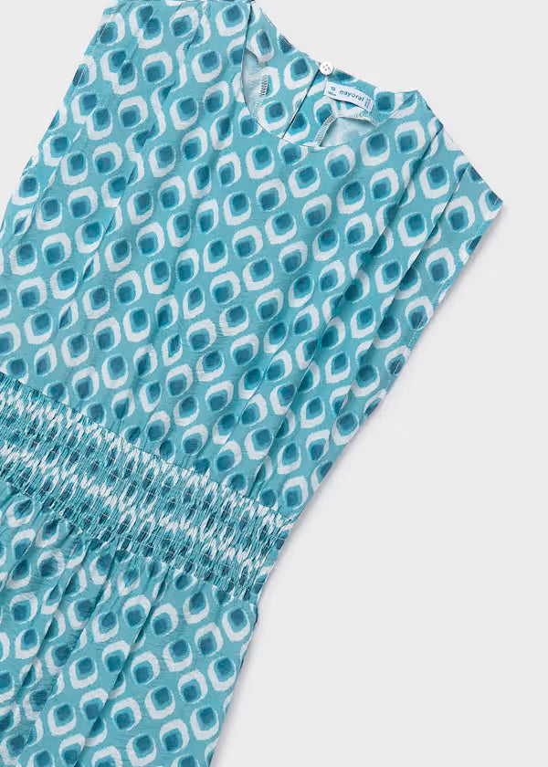 Vestido estampado azul alga
