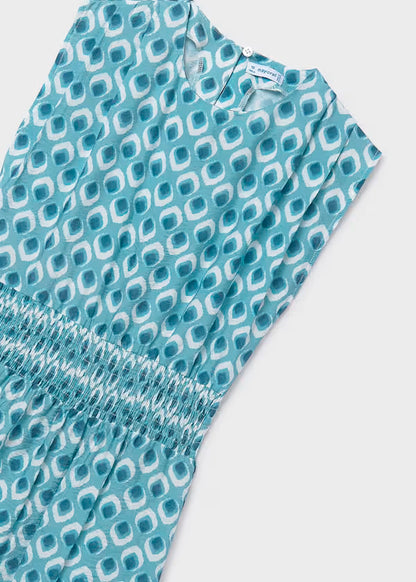 Vestido estampado azul alga