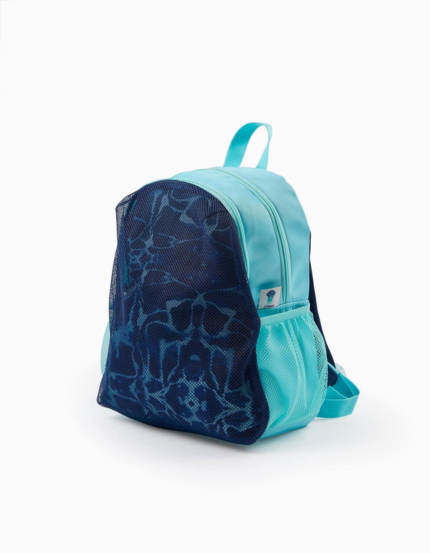 mochila azul con ondas marinas