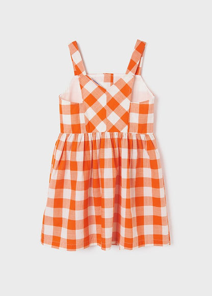 vestido de verano, cuadros naranja