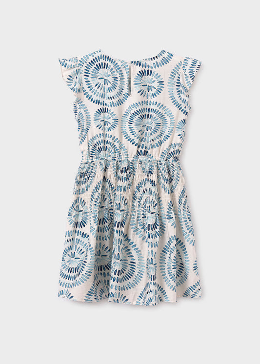 Vestido estampado Blanco con elementos azules