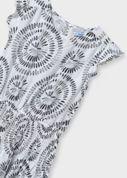 Vestido estampado Blanco con elementos negro