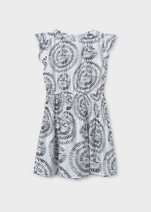 Vestido estampado Blanco con elementos negro
