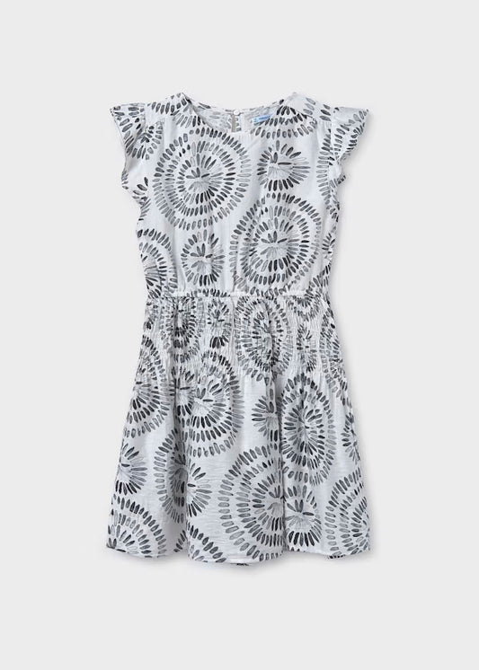 Vestido estampado Blanco con elementos negro