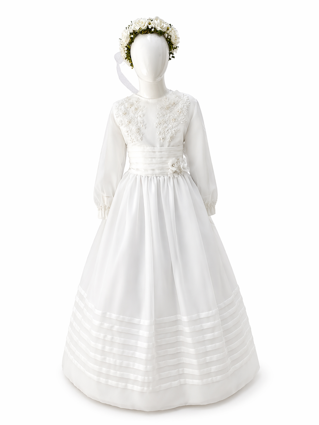 vestido primera comunión, manga 3/4 talla 10 y 12