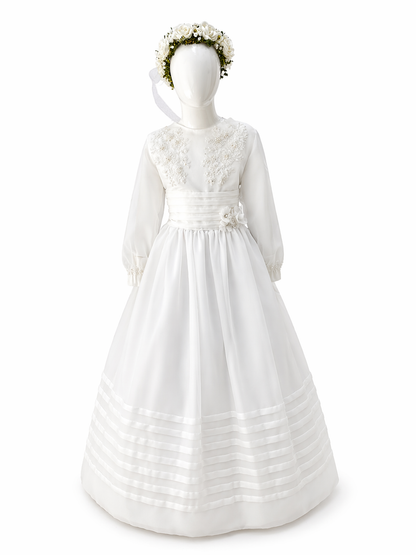 vestido primera comunión, manga 3/4 talla 10 y 12