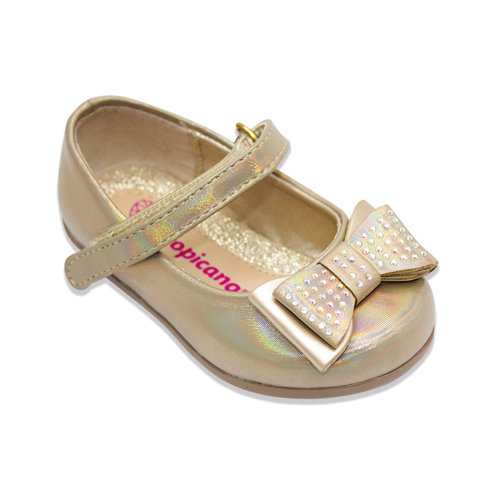 zapato oro glitter velcro para niña