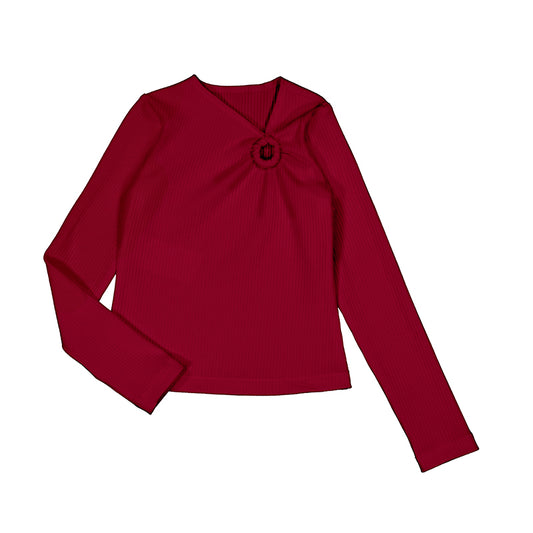 Blusa manga larga color cereza