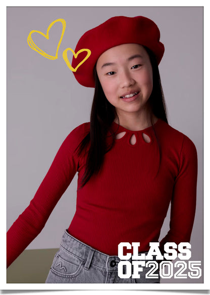 Jersey detalles canalé color rojo