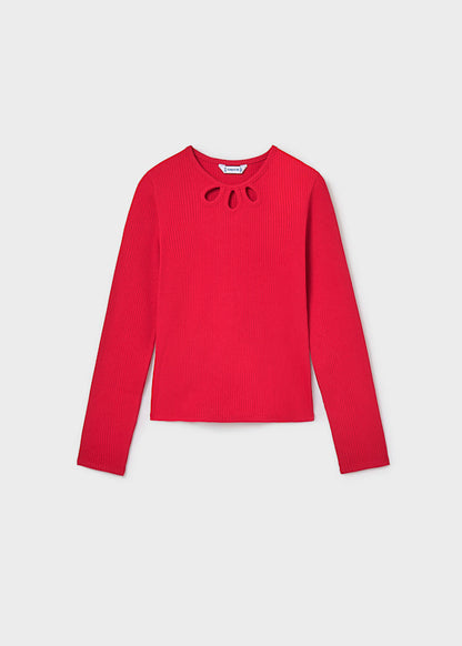 Jersey detalles canalé color rojo