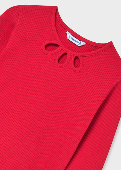 Jersey detalles canalé color rojo