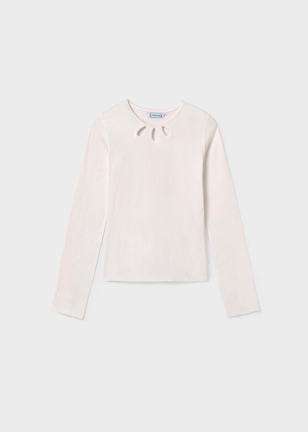 Camiseta detalles canalé color nata