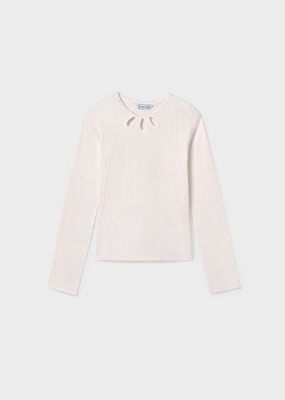 Camiseta detalles canalé color nata