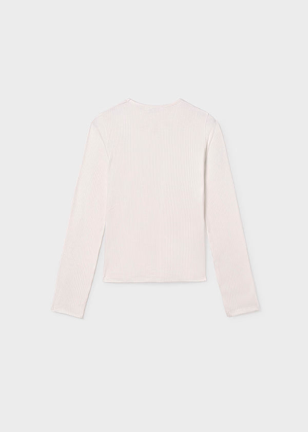 Camiseta detalles canalé color nata