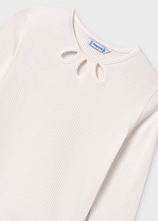 Camiseta detalles canalé color nata