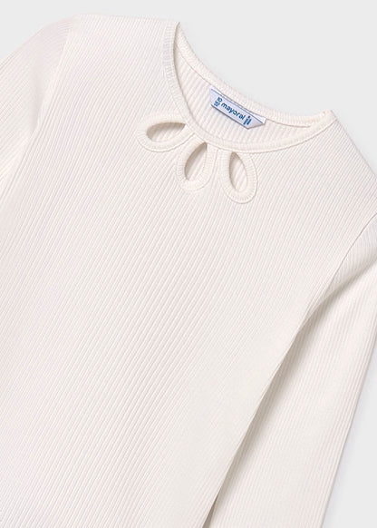 Camiseta detalles canalé color nata