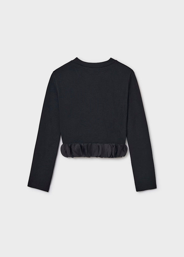 Camiseta pétalos color negro