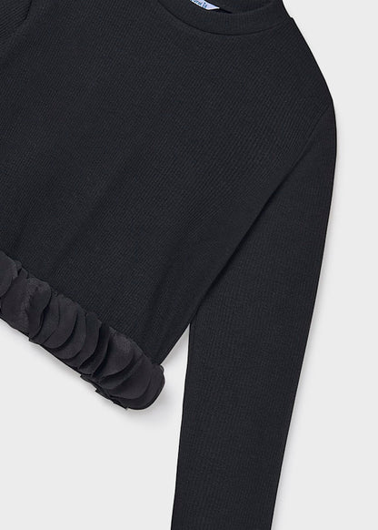 Camiseta pétalos color negro