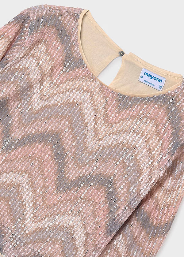 Top lentejuelas nude