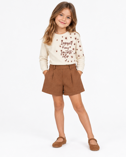 set blusa garbanzo "leopard" short topo mayoral
