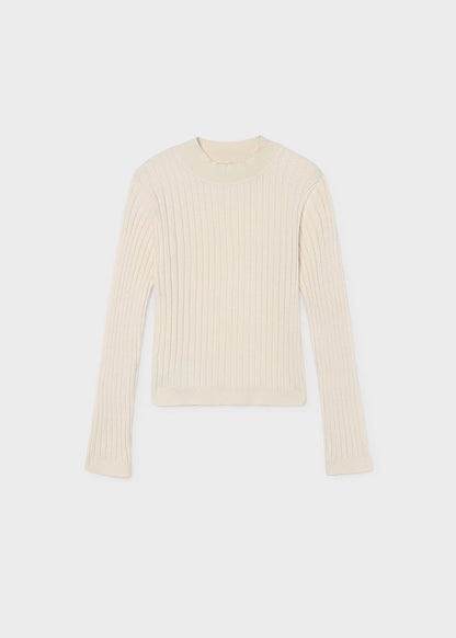 Blusa manga larga tricot color crema