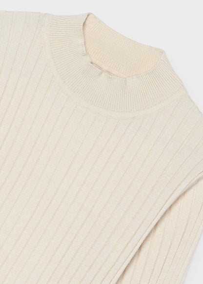 Blusa manga larga tricot color crema