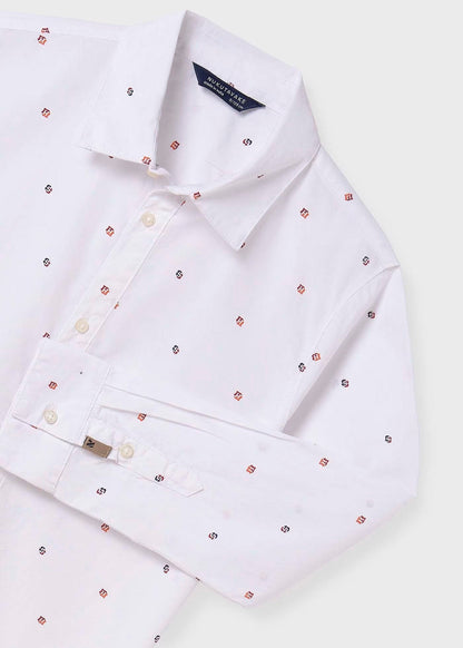 camisa blanca manga larga con prints