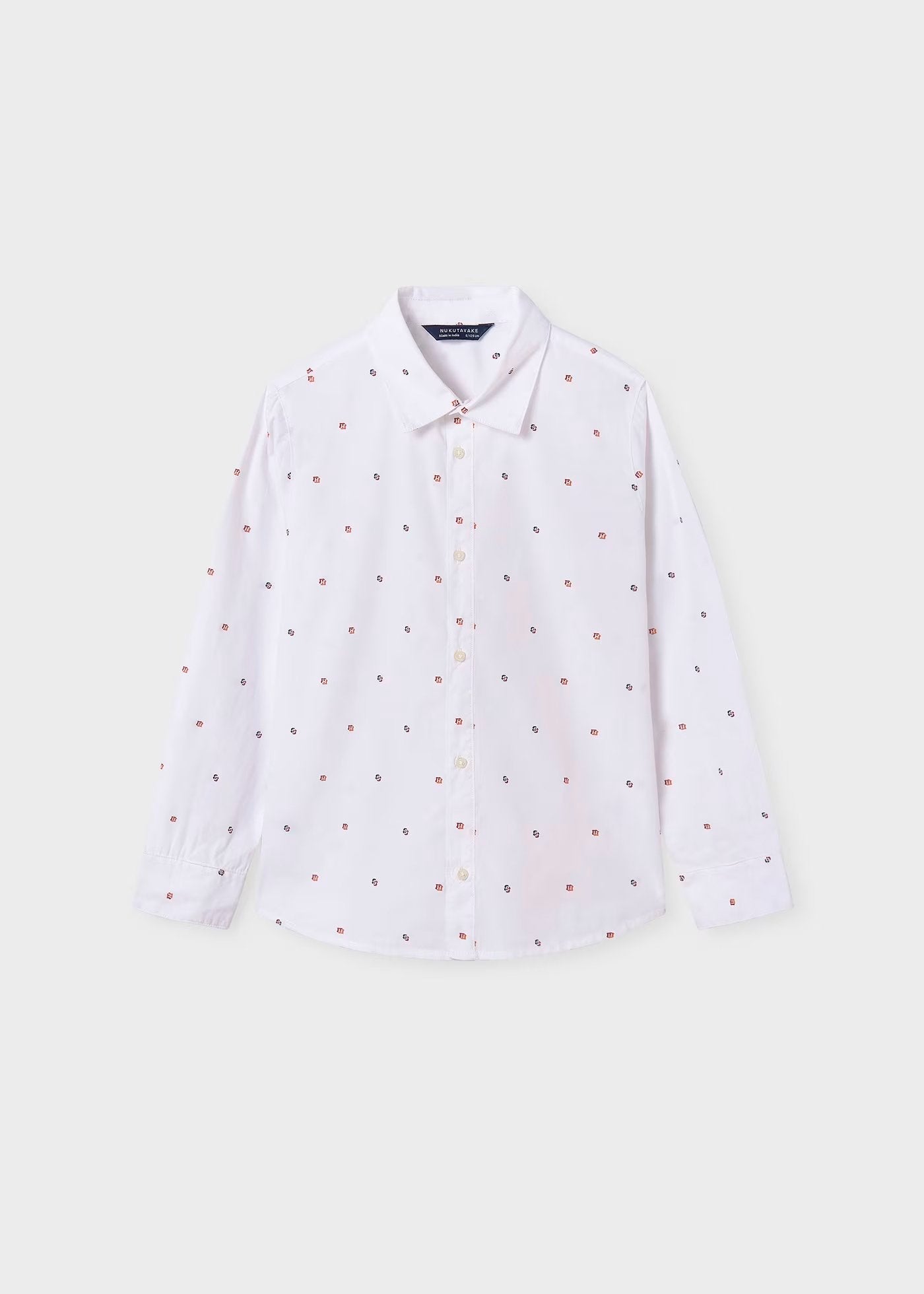 camisa blanca manga larga con prints