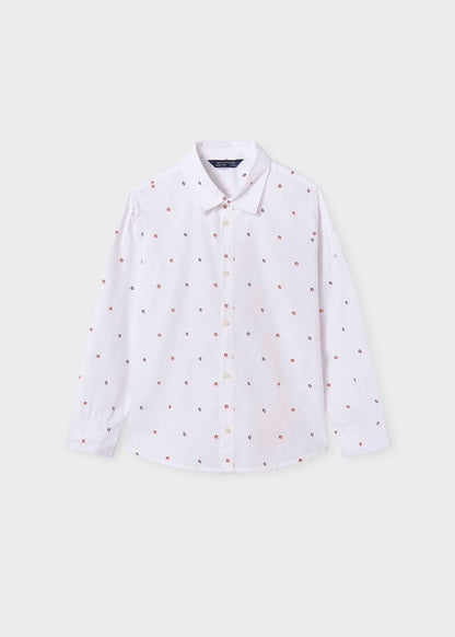 camisa blanca manga larga con prints