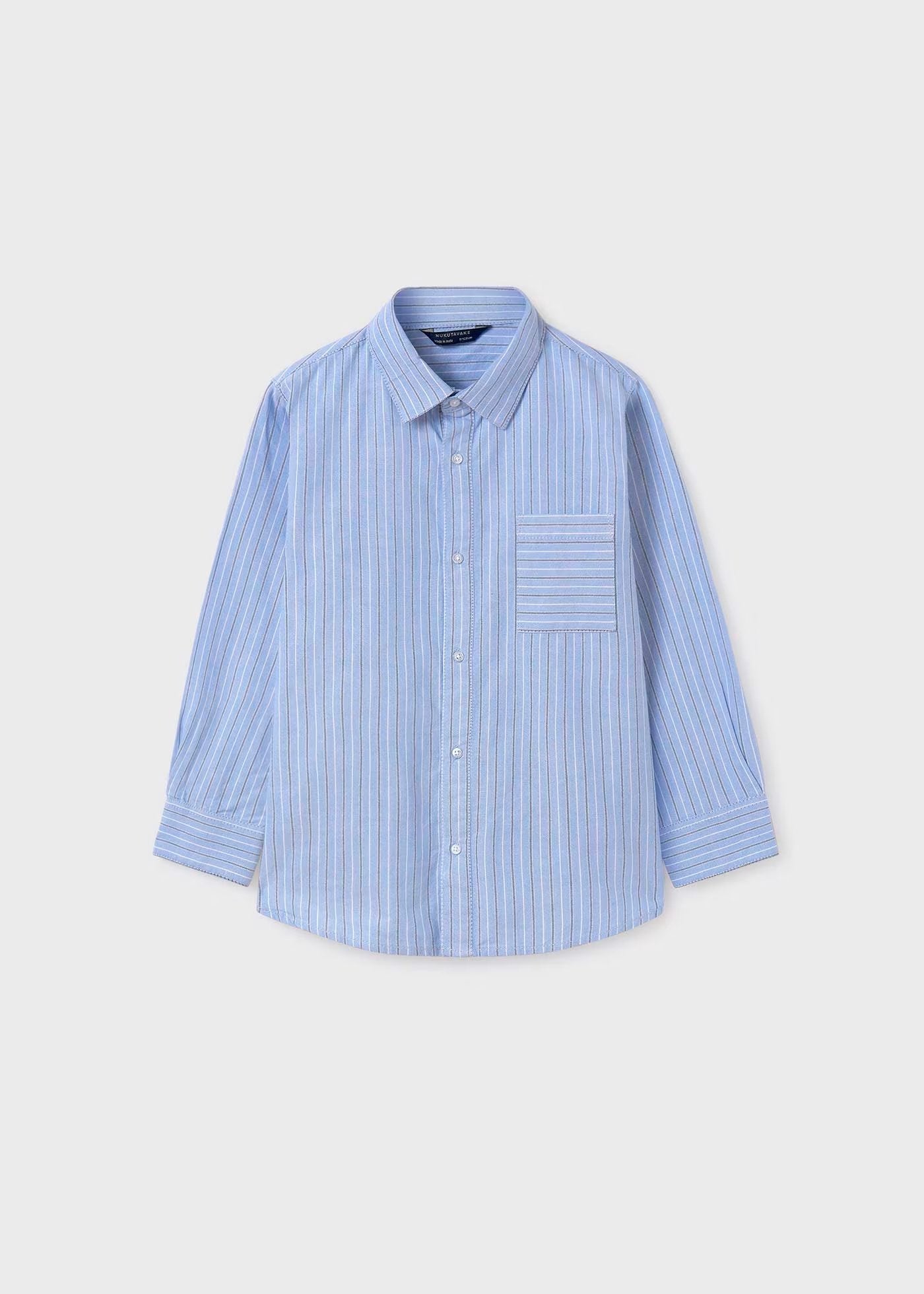 camisa a rayas, azul celeste manga larga