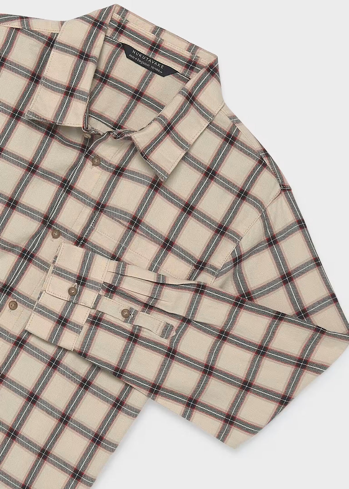 Camisa manga larga a cuadros sesamo
