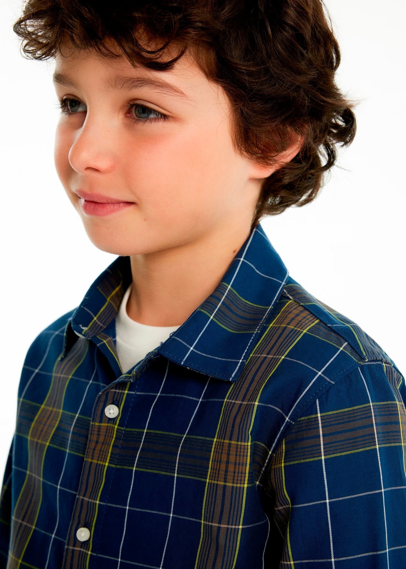 camisa a cuadros, azul y verde