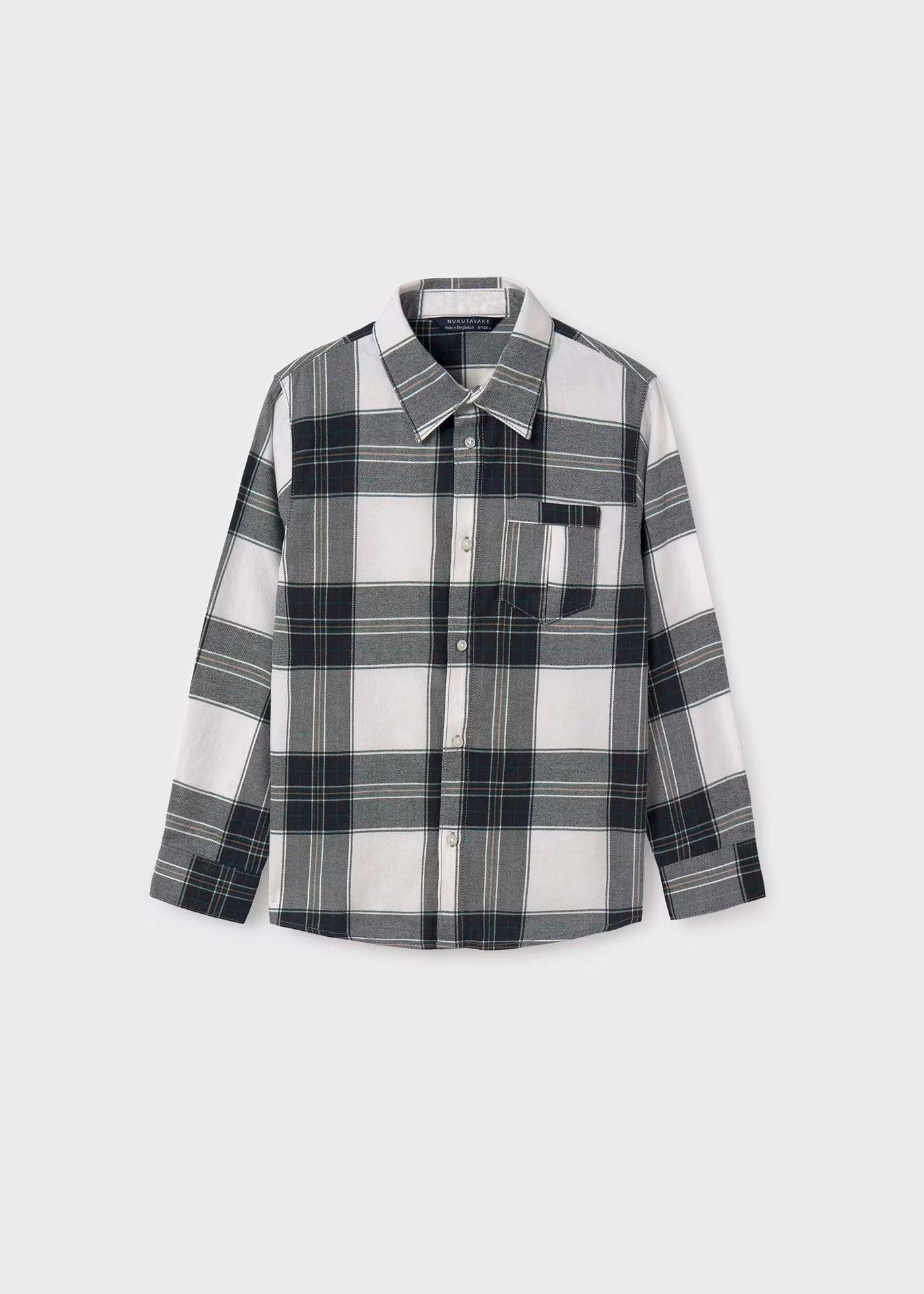 camisa a cuadros, blanco y negro, mayoral