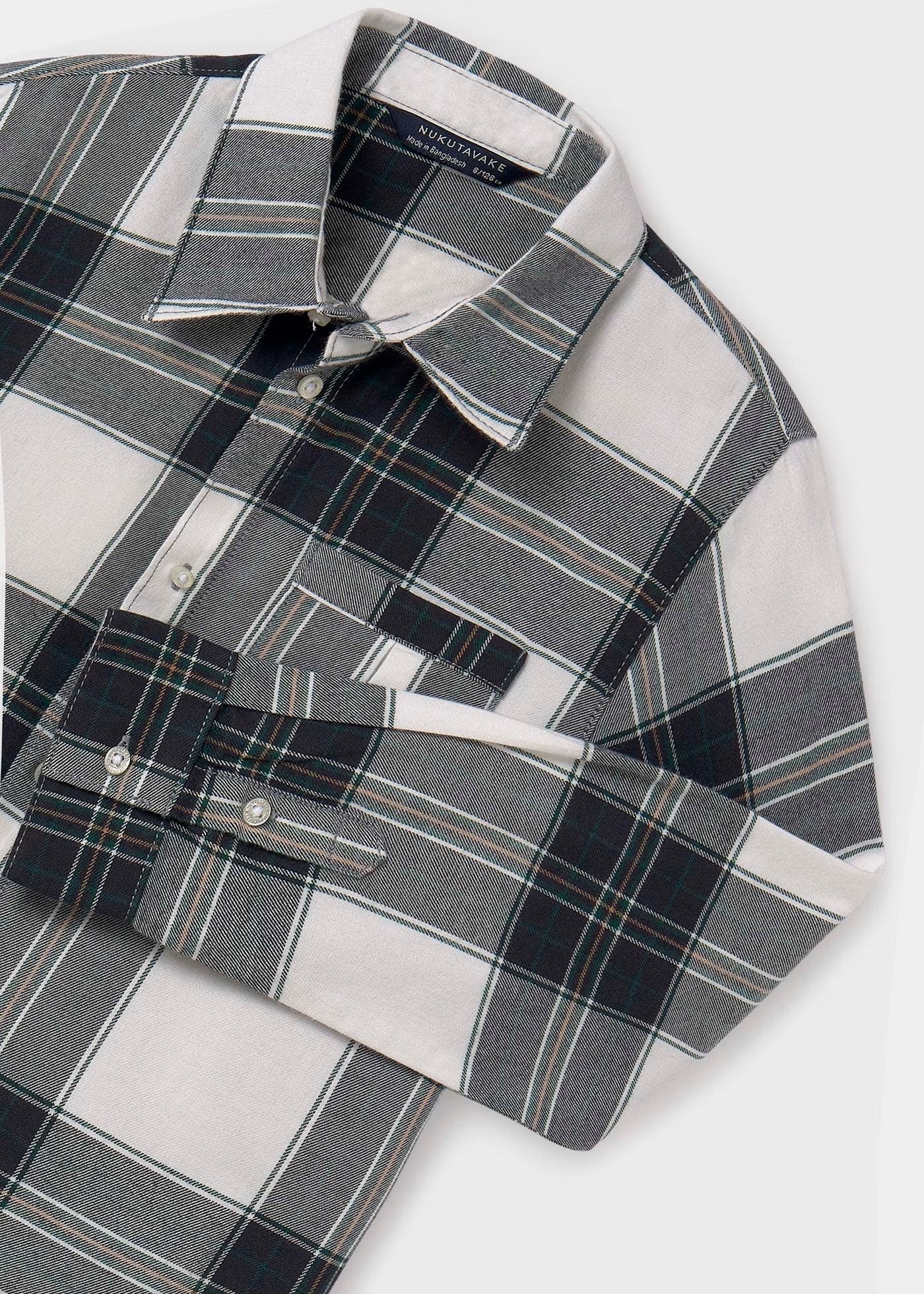 camisa a cuadros, blanco y negro, mayoral