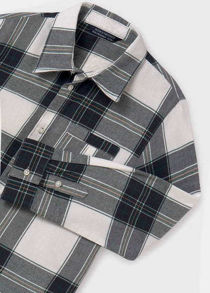 camisa a cuadros, blanco y negro, mayoral