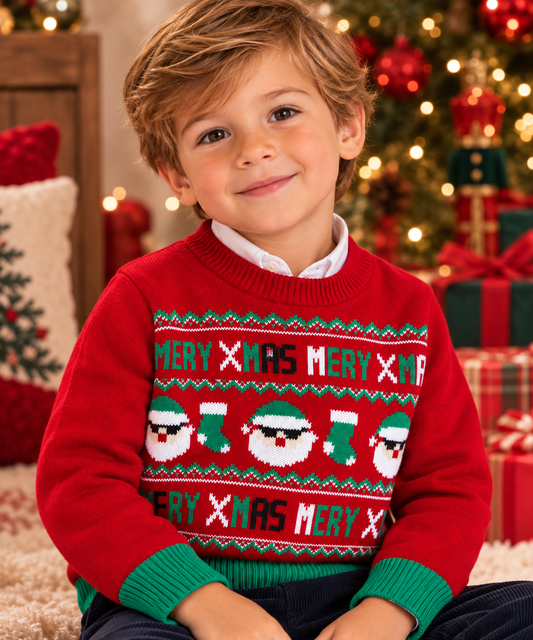 Suéter Rojo Navideño 3 santas