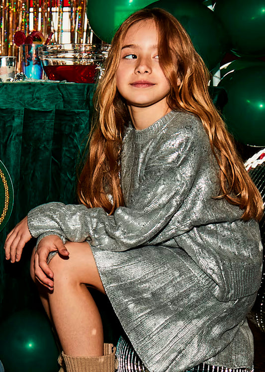 conjunto jersey y falda tricot plata