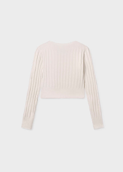 Jersey detalles canalé color crudo