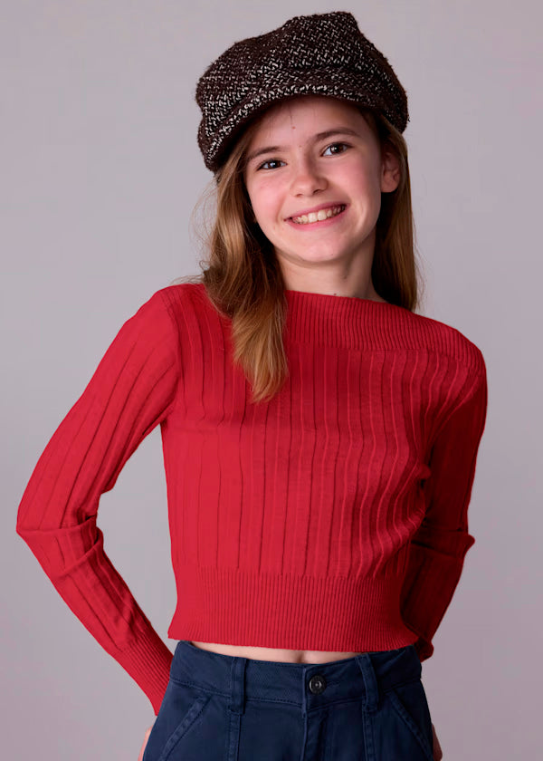 Jersey detalles canalé color rojo