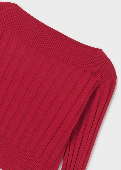 Jersey detalles canalé color rojo