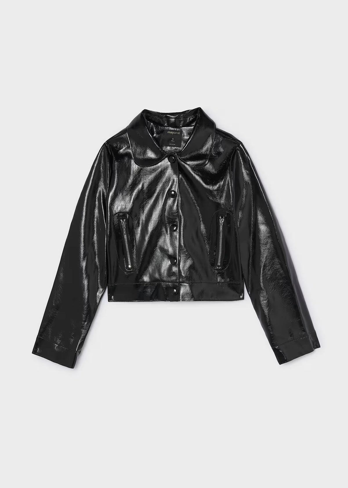 Chaqueta de charol color negro