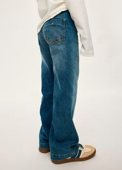 Pantalón vaquero wide leg azul tejano medio