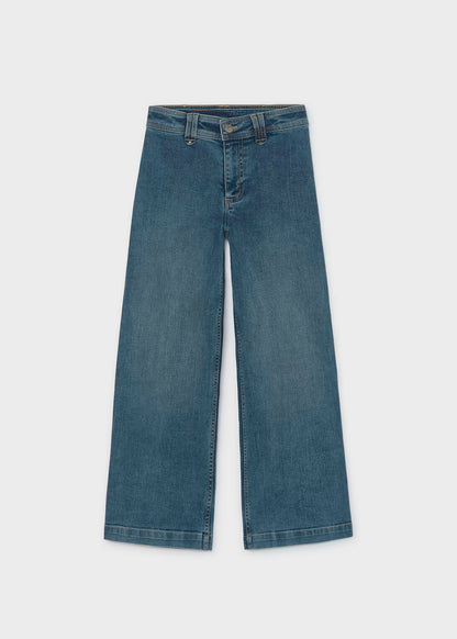 Pantalón vaquero wide leg azul tejano medio