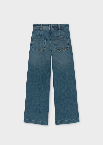 Pantalón vaquero wide leg azul tejano medio