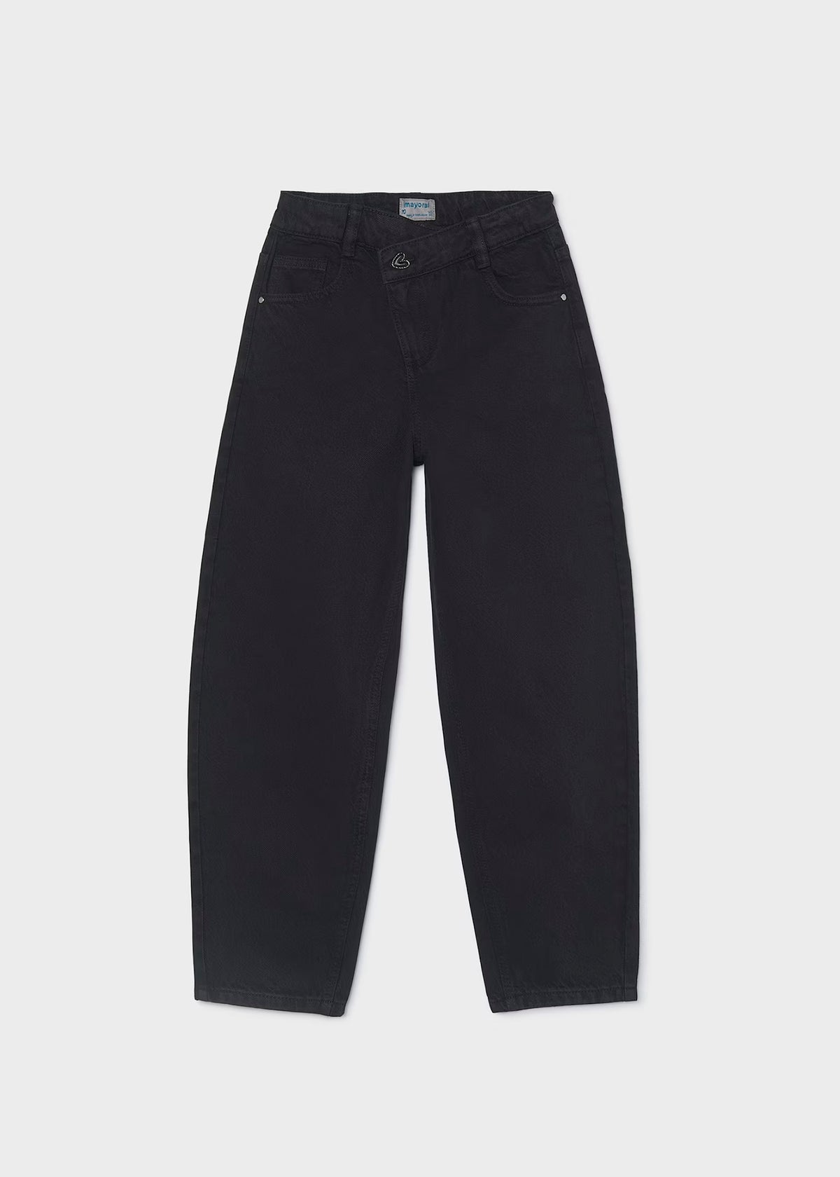 Pantalón sarga barrel fit negro