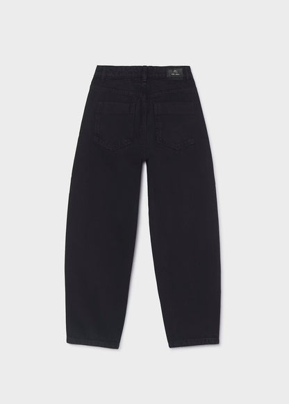 Pantalón sarga barrel fit negro