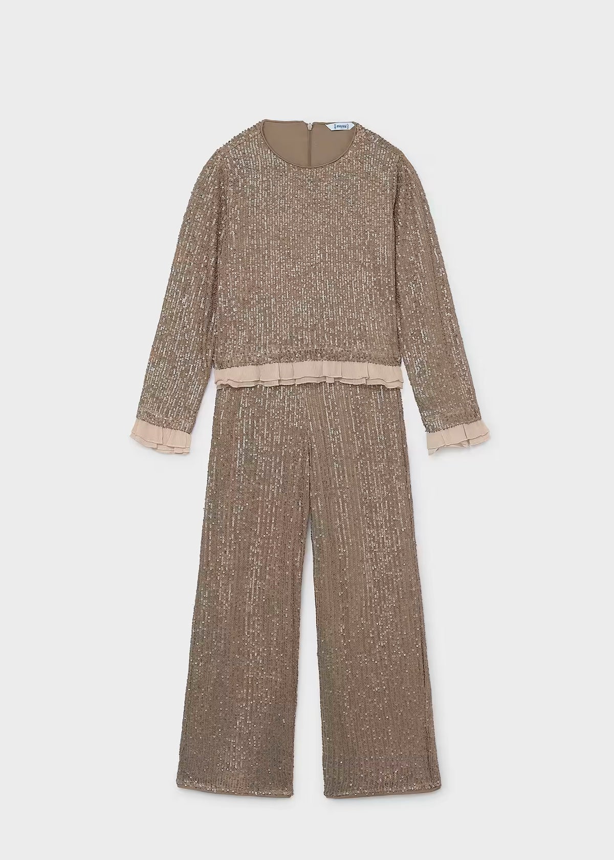 Conjunto pantalón y blusa lentejuela bronce