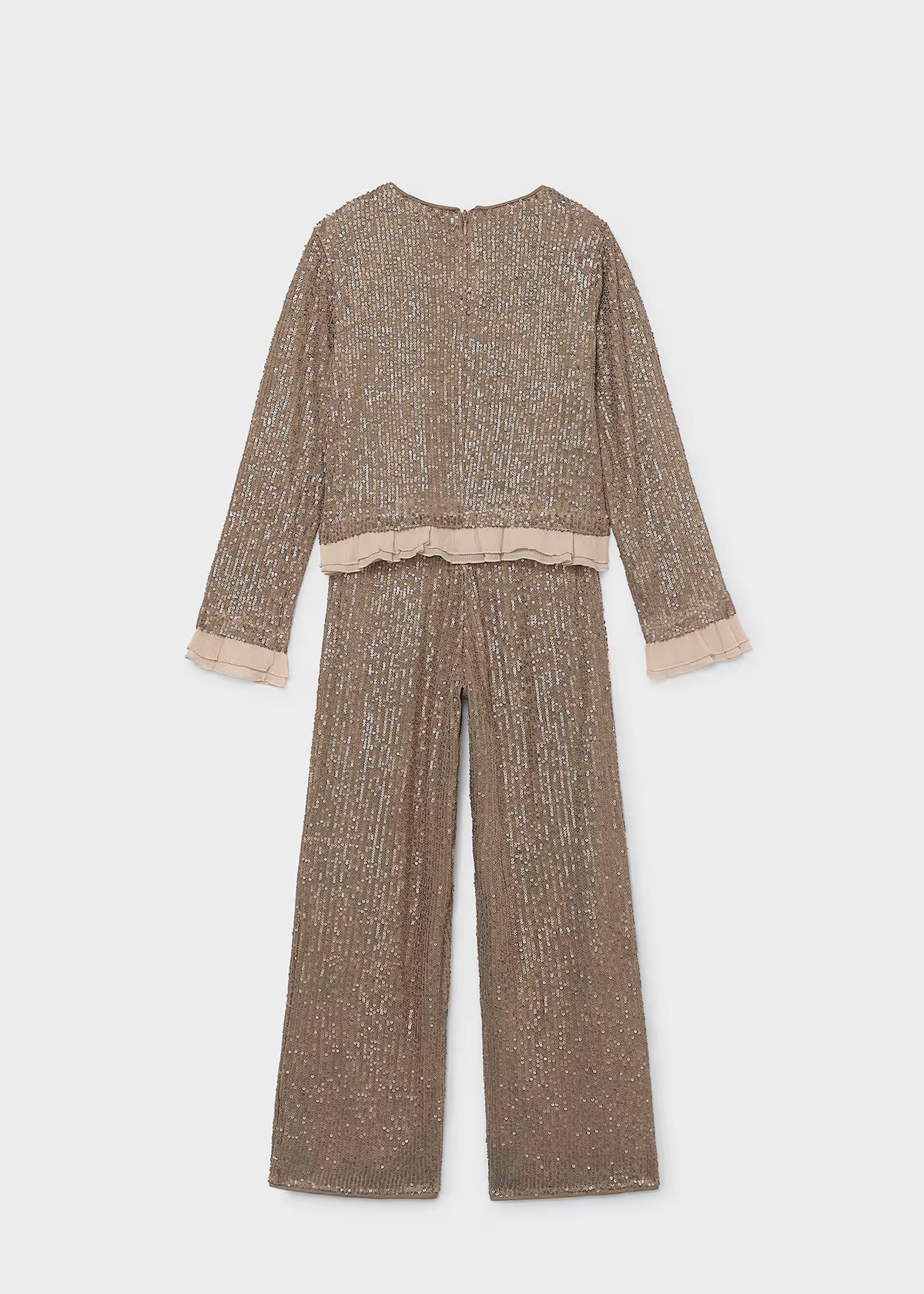 Conjunto pantalón y blusa lentejuela bronce